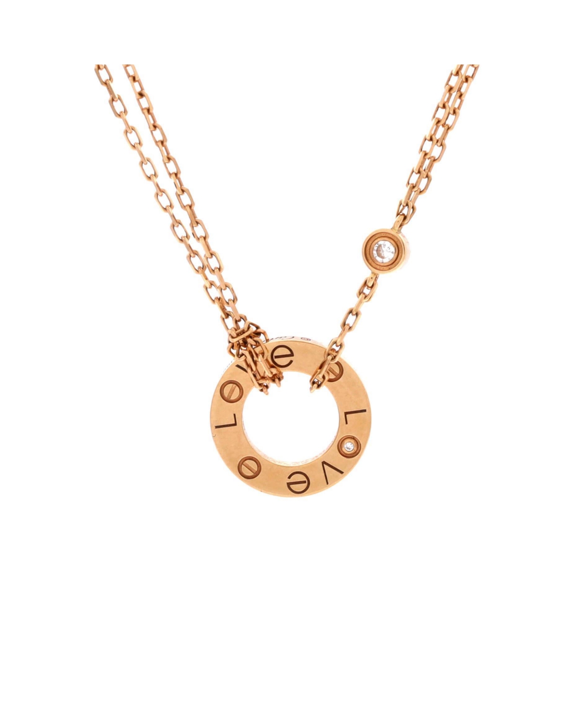 Pre-Owned Cartier 2 Diamonds Love Pendant Necklace - 18k rose gold