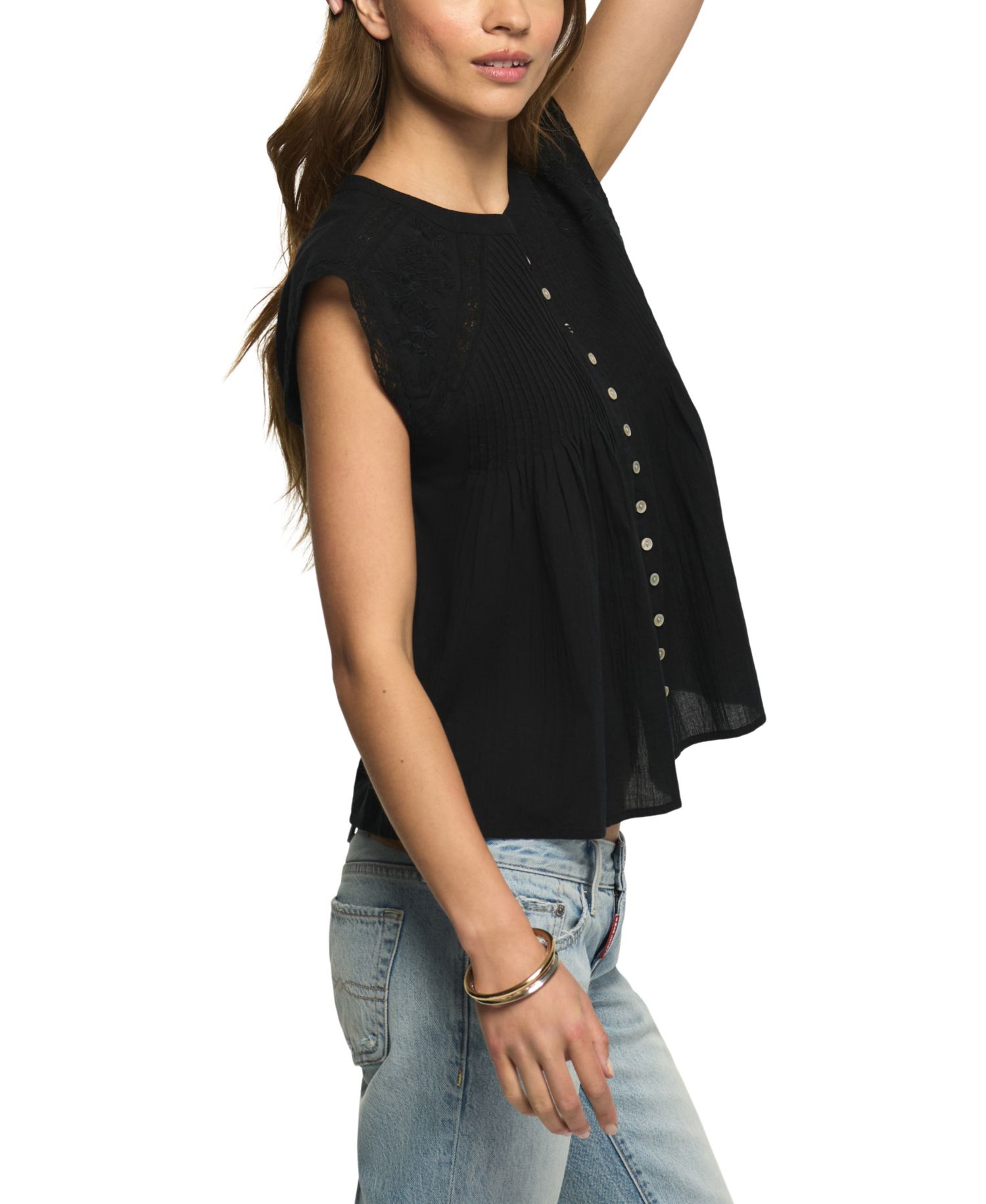 Women's Short-Sleeve Embroidered Blouse