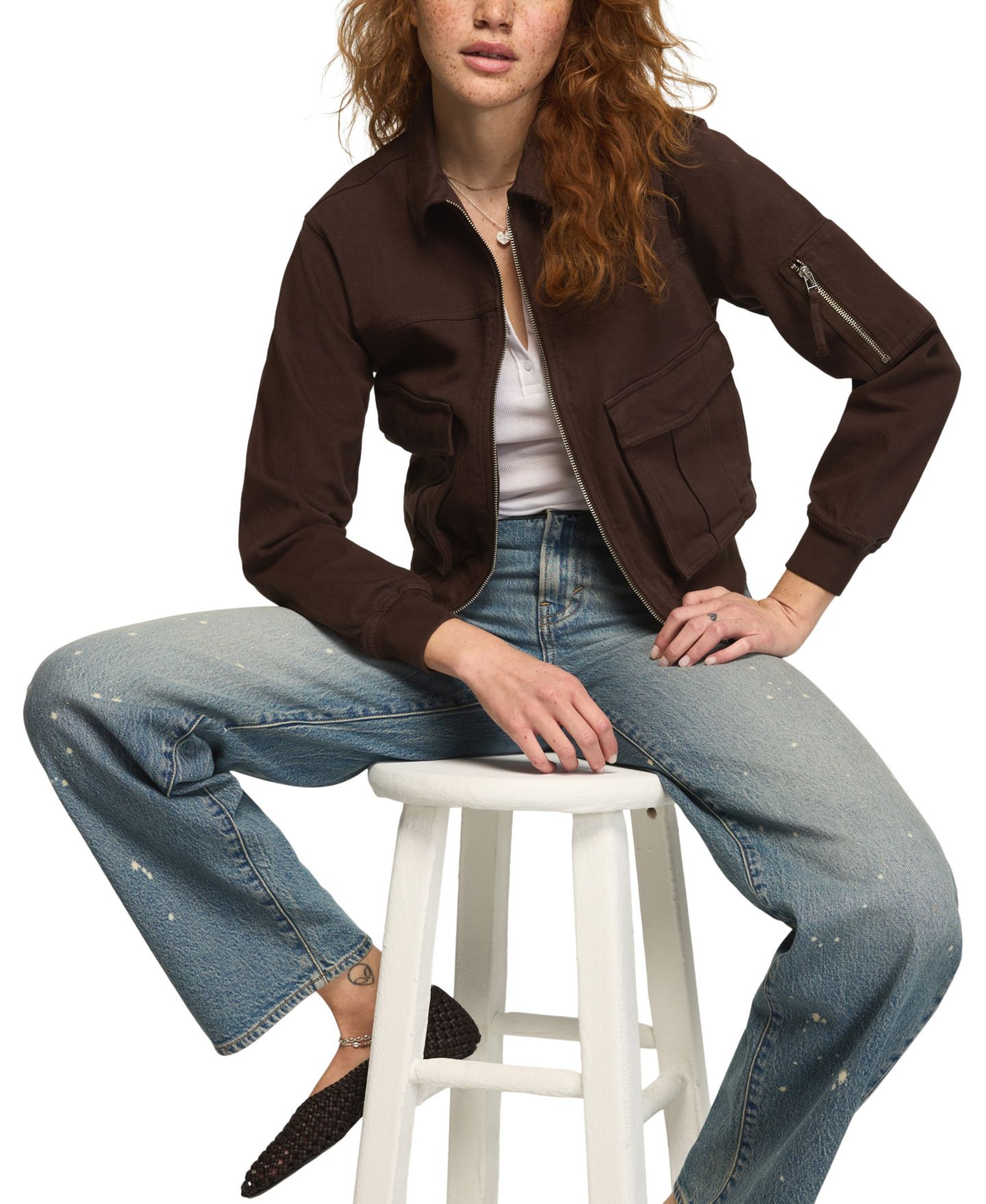 Женская куртка Lucky Brand Lucky Legend Fall Zip-Up Bomber, цвет: Шоколадный варёный — фото 5