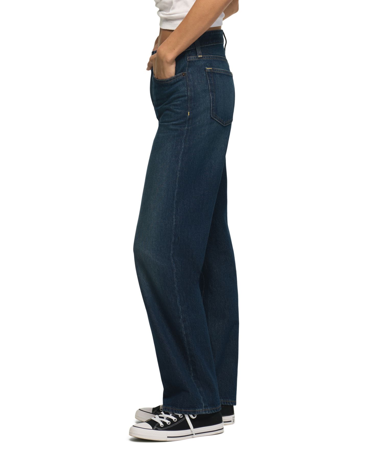 Женские джинсы Lucky Brand Mid Rise Curvy Baggy Wide Leg, цвет: Чернильный варёный — фото 3