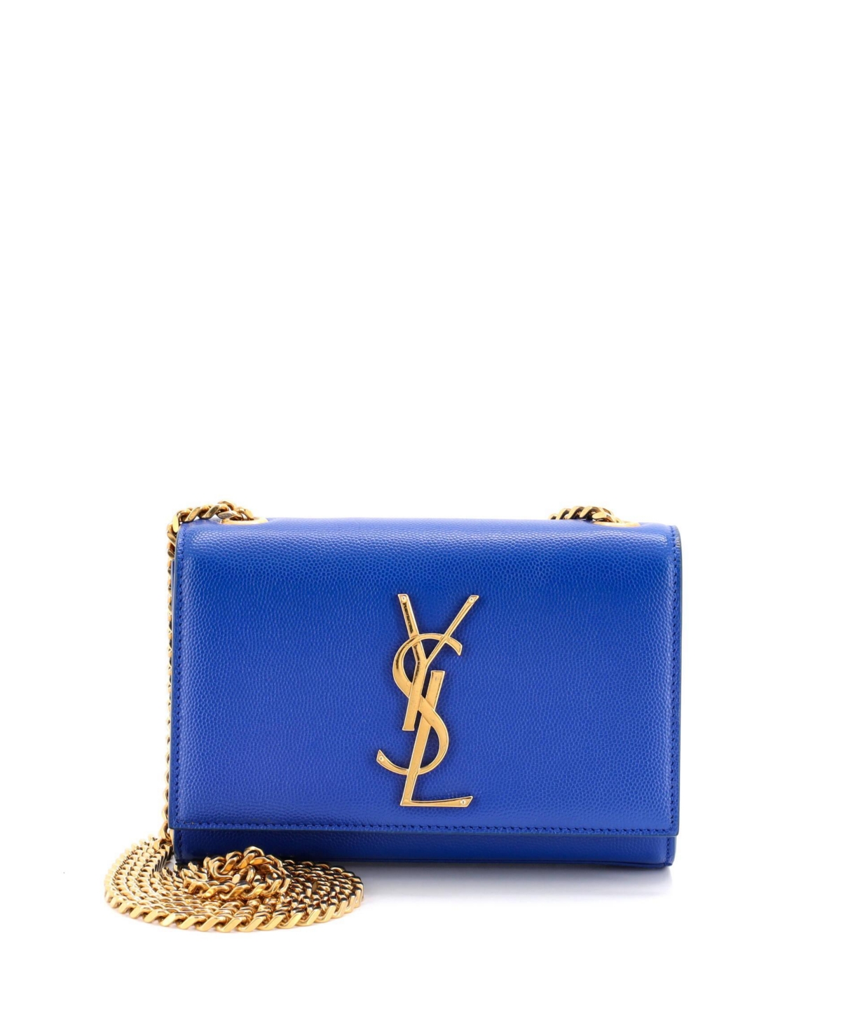 Pre-Owned Saint Laurent Small Classic Monogram Crossbody Bag Grainy Leather - Blue