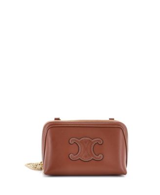 Cuir Triomphe Zip Around Chain Clutch Leather