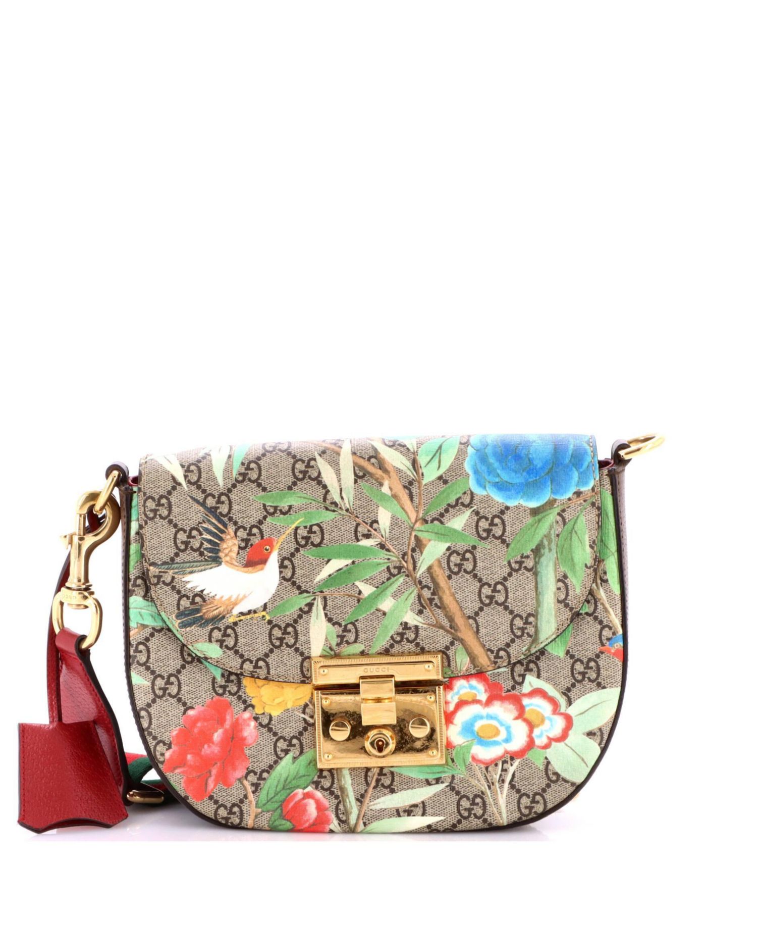 Medium Padlock Saddle Shoulder Bag Tian Print GG Coated Canvas