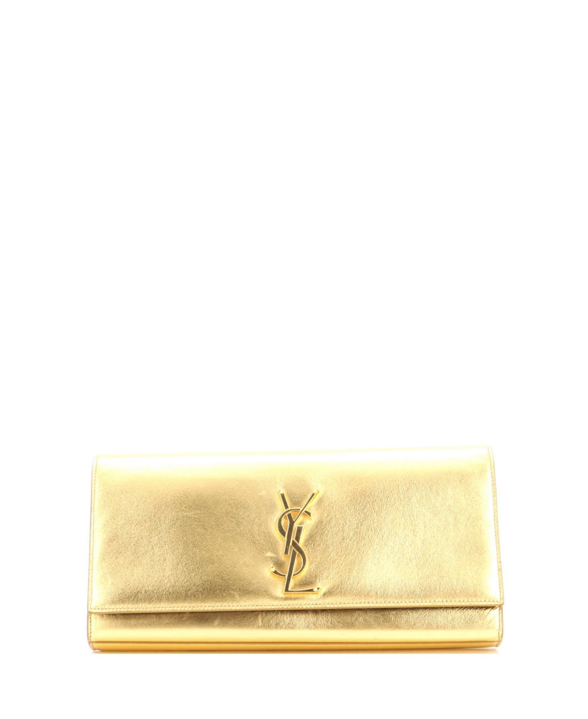 Pre-Owned Saint Laurent Long Classic Monogram Clutch Metallic Calfskin - Gold