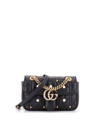 Pearly GG Marmont Mini Embellished Flap Bag
