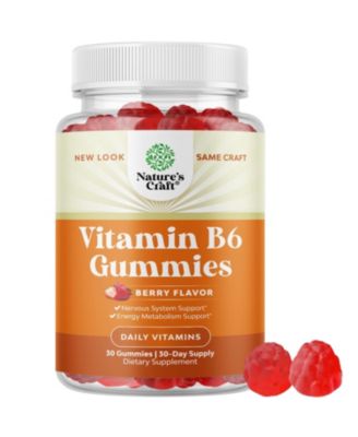 Vitamin B6 Gummies 50mg, Pyridoxine, Berry Flavor, 30 Count
