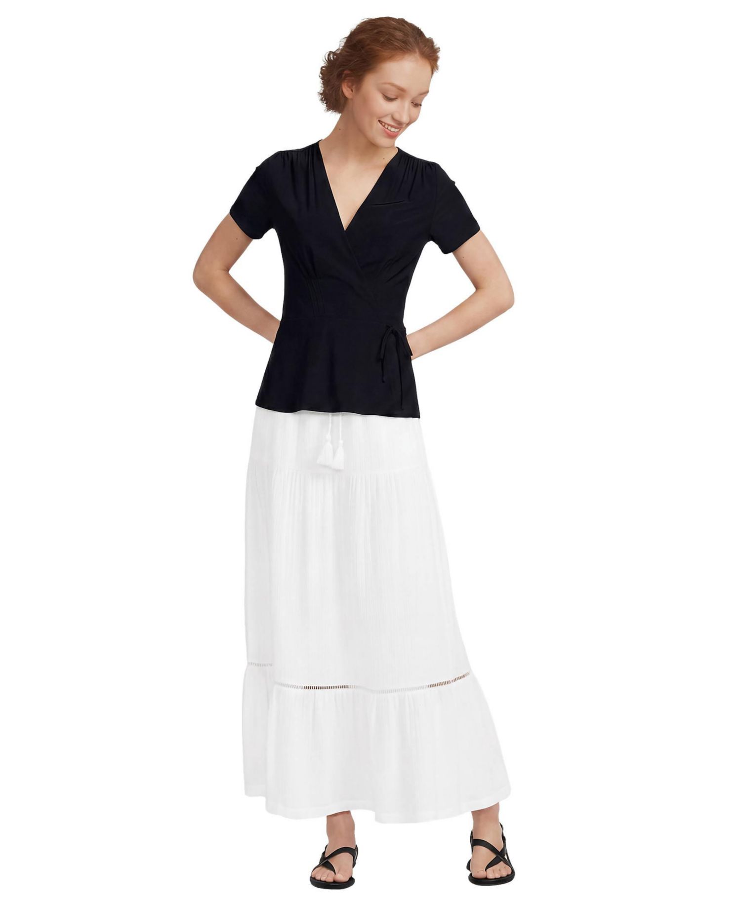 Women's Short-Sleeve V-Neck Peplum Blouse