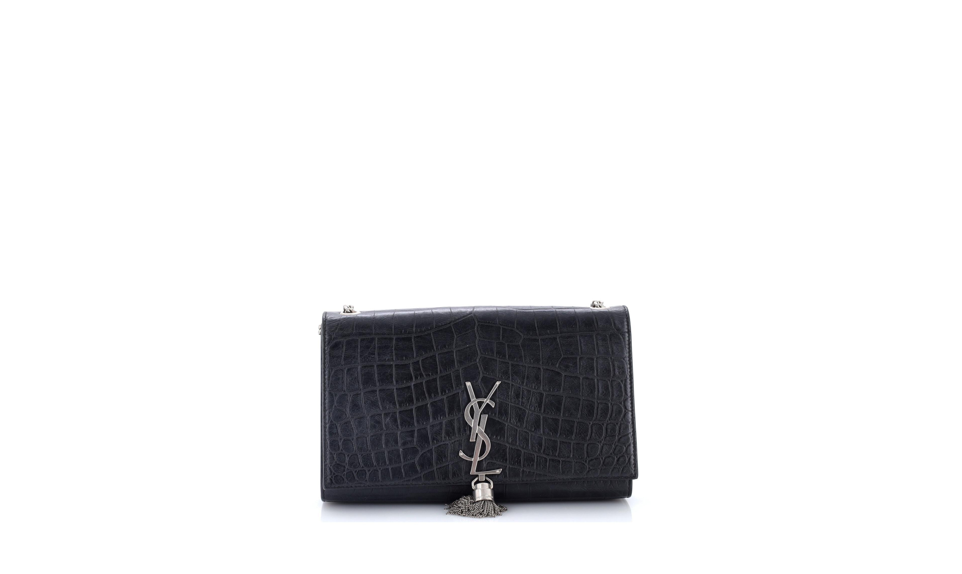 Pre-Owned Saint Laurent Medium Classic Monogram Tassel Crossbody Bag, 9"W x 6"H x 2"D