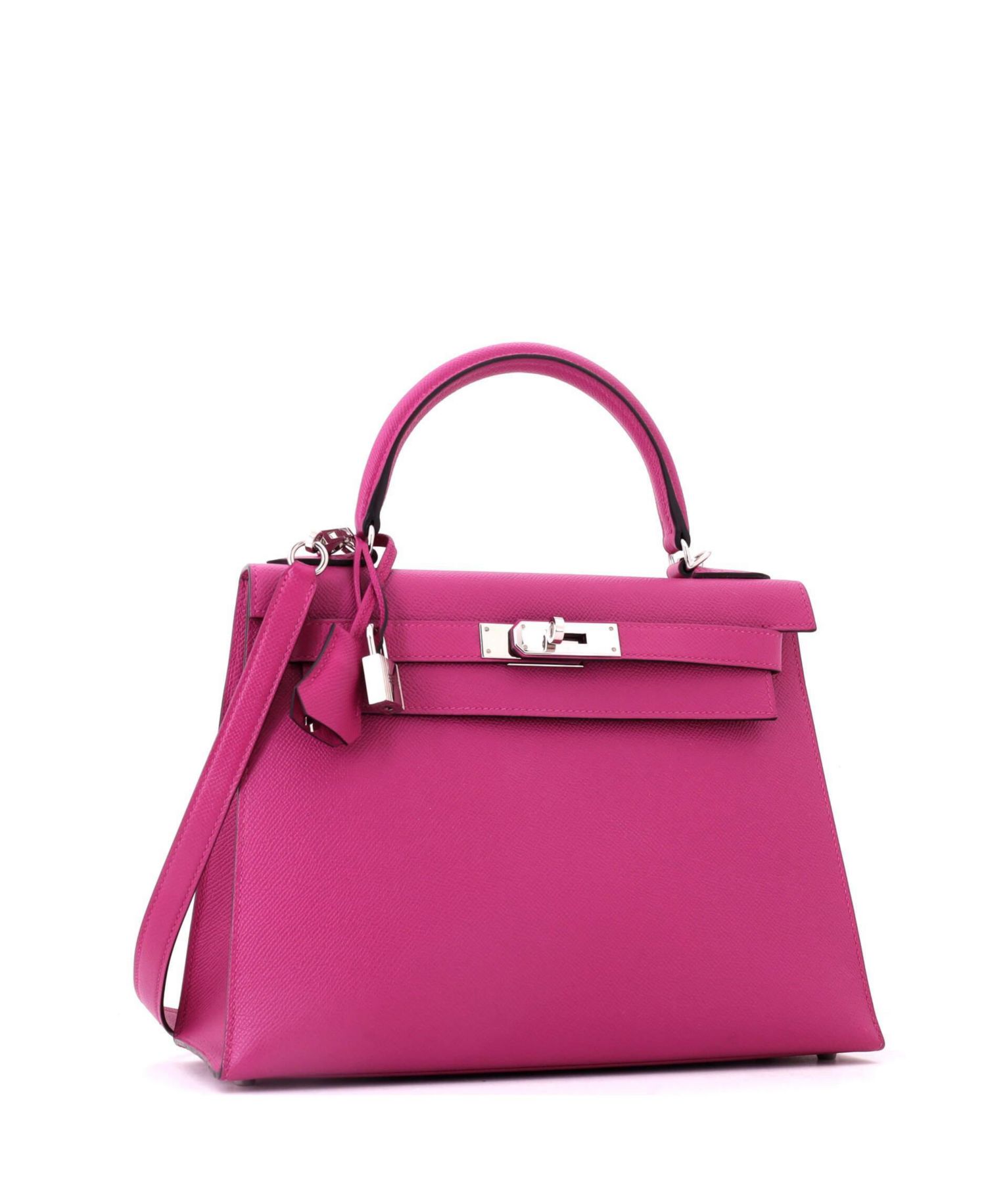 Pre-Owned Hermes Kelly 28 Handbag Pink Epsom with Palladium Hardware