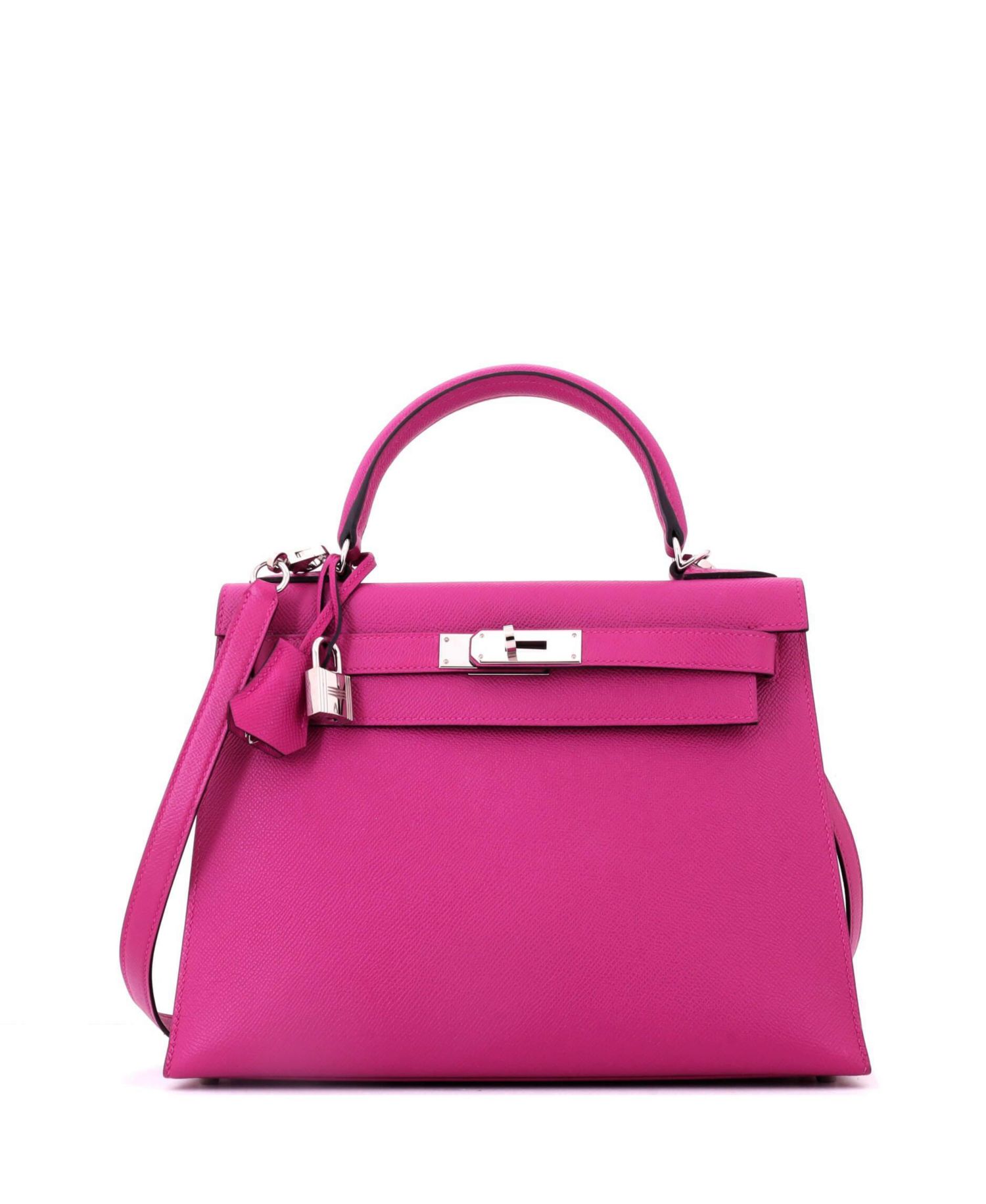Pre-Owned Hermes Kelly 28 Handbag Pink Epsom with Palladium Hardware