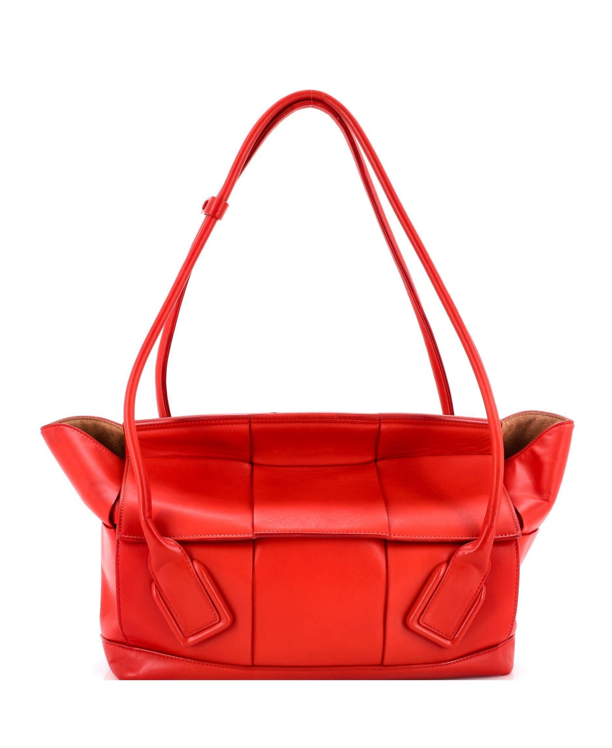 Pre-Owned Bottega Veneta Medium Arco Bag Maxi Intrecciato Leather - Red