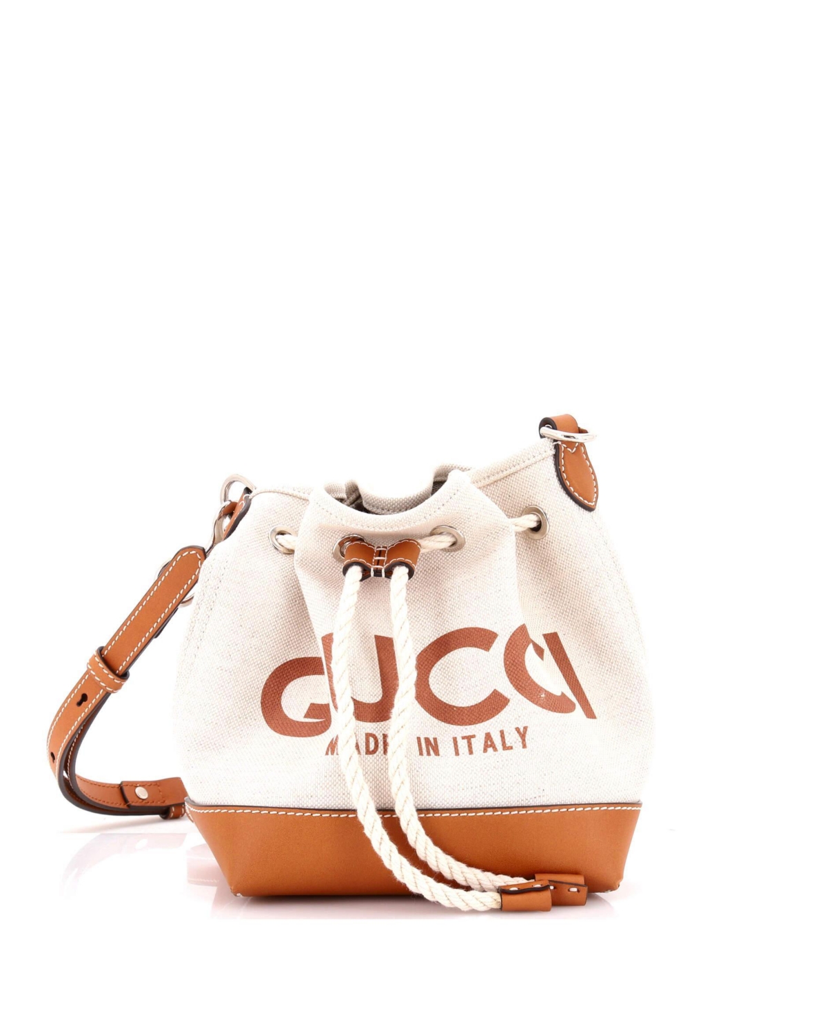 Pre-Owned Gucci Crossbody Mini Logo Bucket Bag - Natural