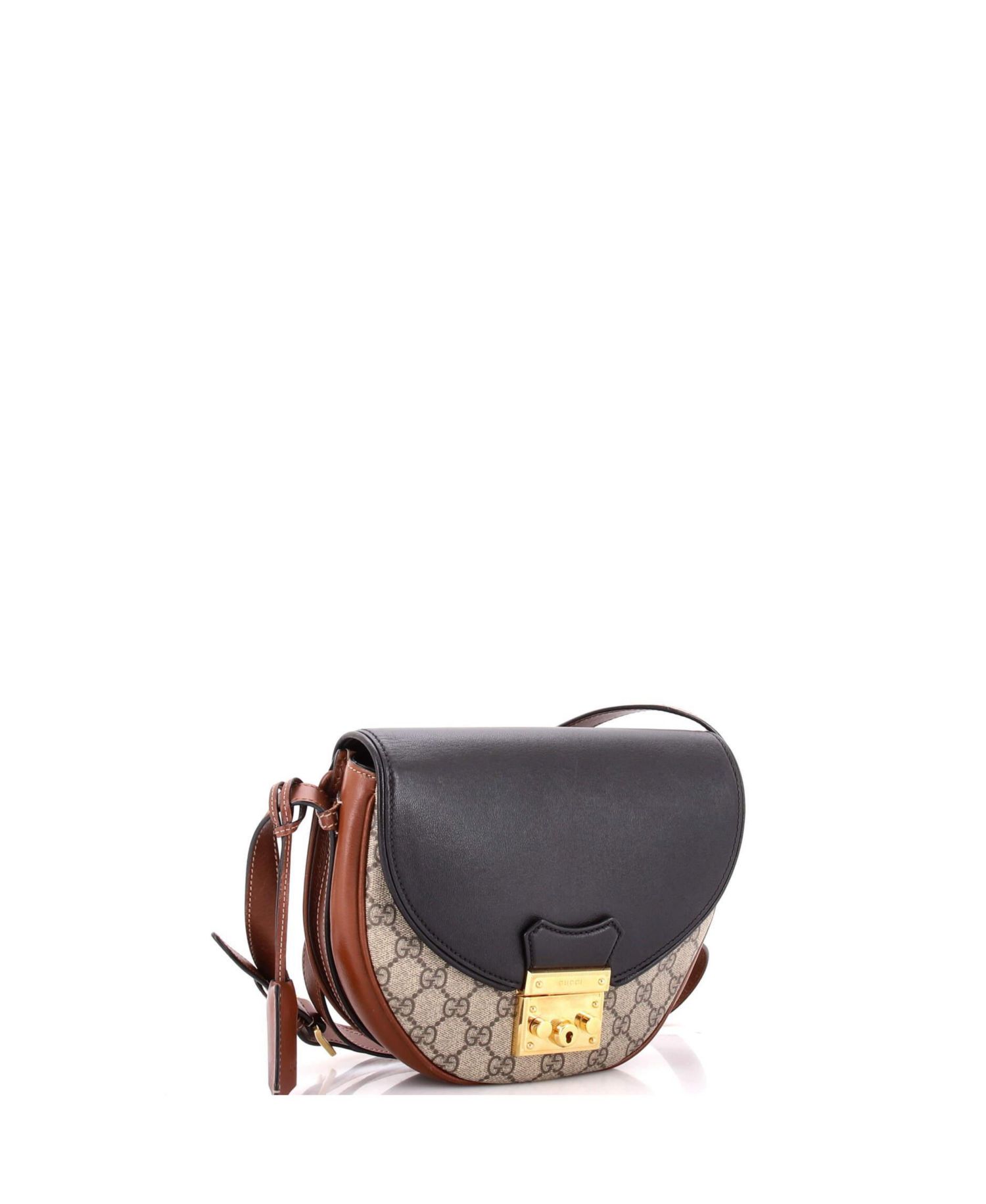 Padlock Saddle GG Coated Canvas and Leather Shoulder Bag