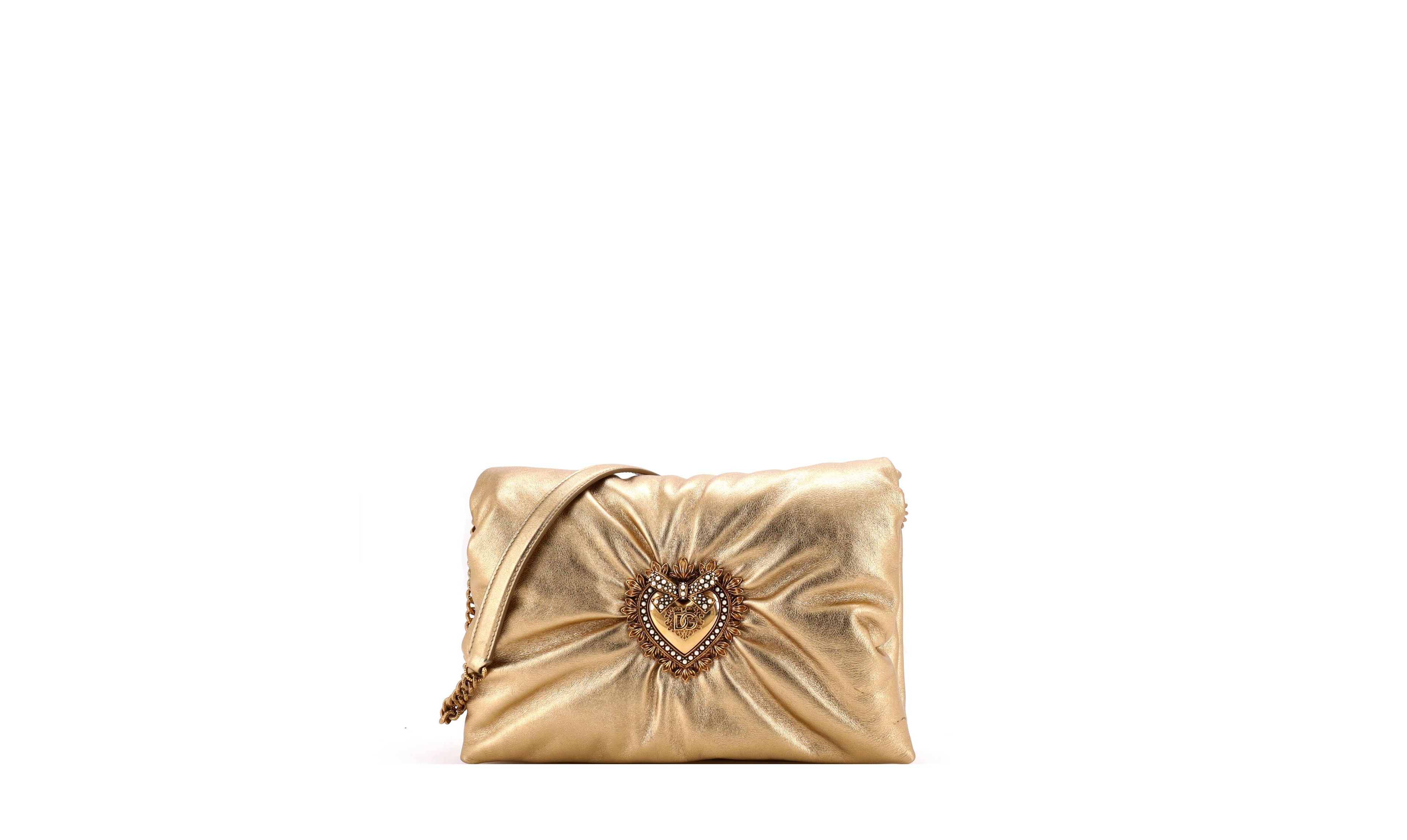 Pre-Owned Dolce and Gabbana Medium Devotion Soft Flap Shoulder Bag Leather