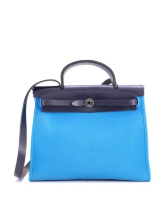 Herbag Zip Medium Leather and Canvas Fair Condition Shoulder Bag