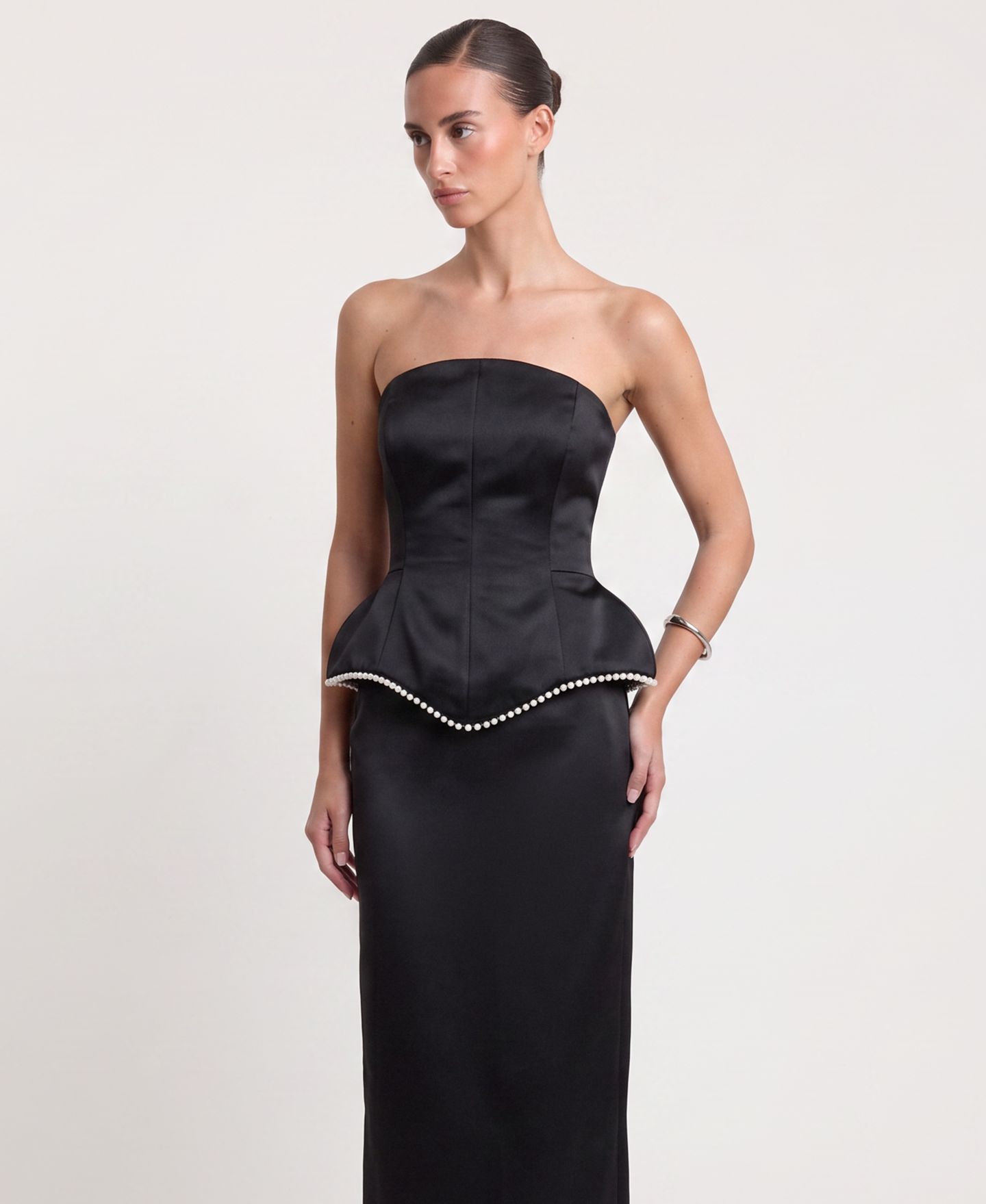 Корсет Peplum, без бретелей, атлас — 4th & Reckless, цвет: Чёрный — фото 3