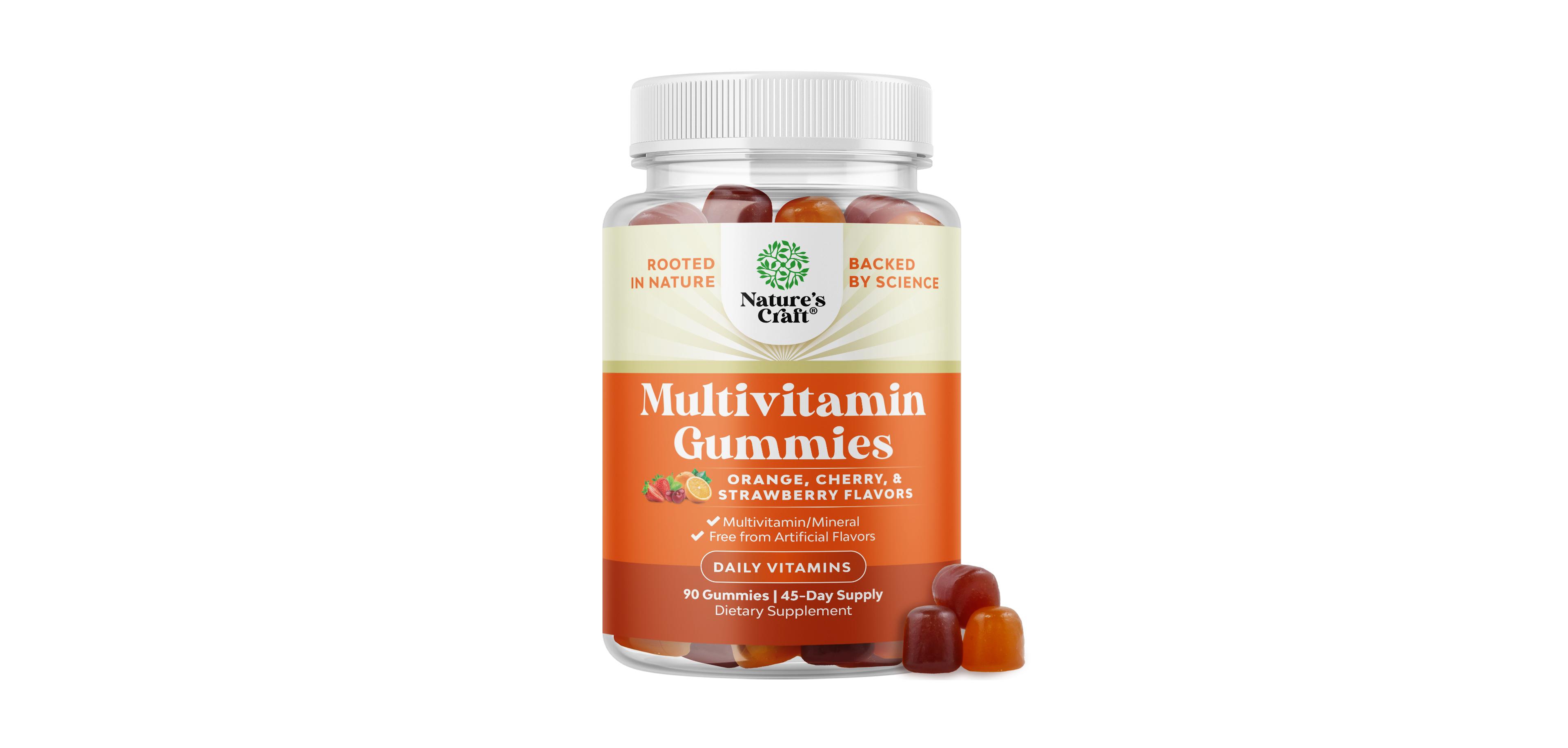 Nature's Craft Multivitamin Gummies for Adults with B12, Biotin, Zinc and Vitamin D, 90 Count