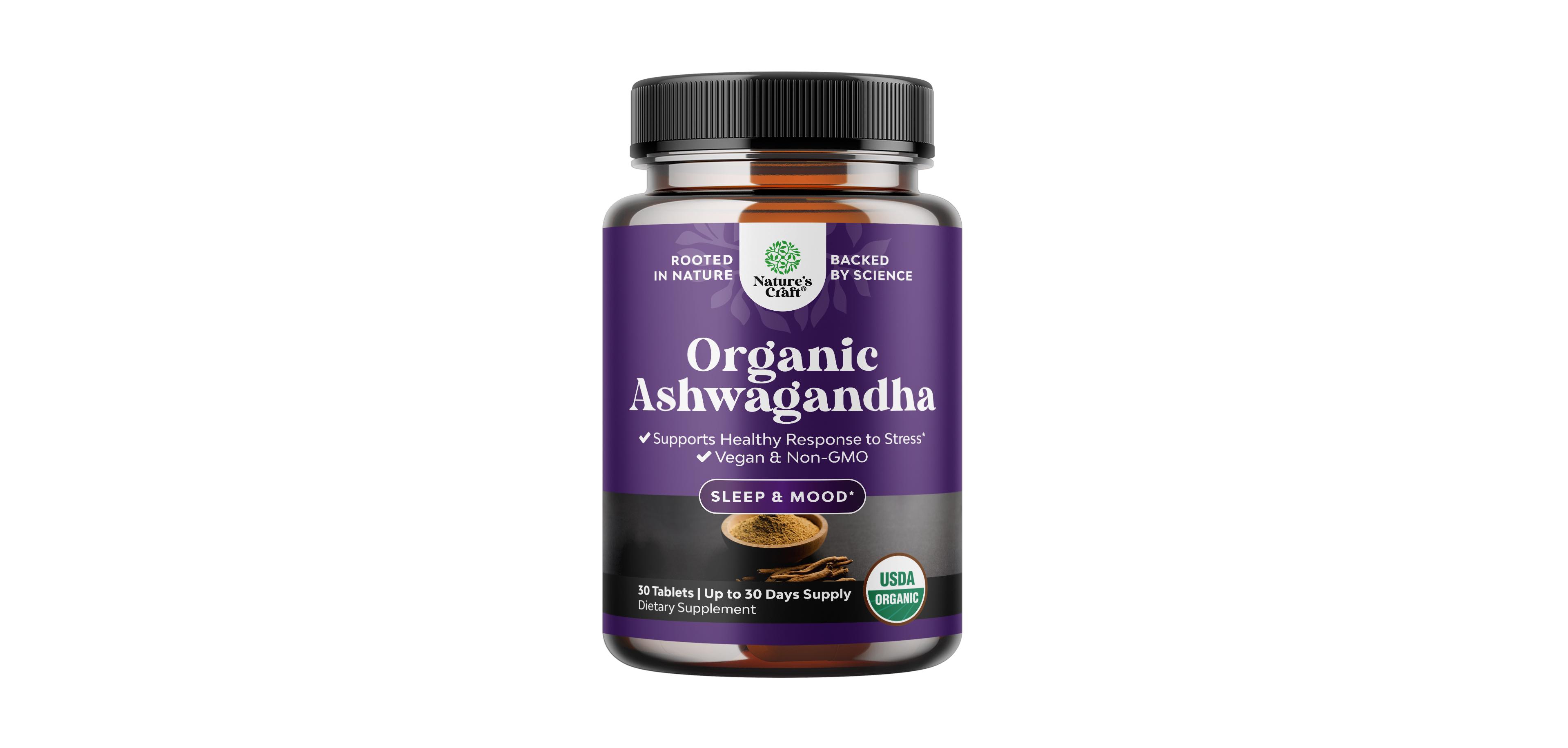 Nature's Craft Ashwagandha Root Extract Tablets with Black Pepper, Withania Somnifera, Herbal Supplement, 30 Count