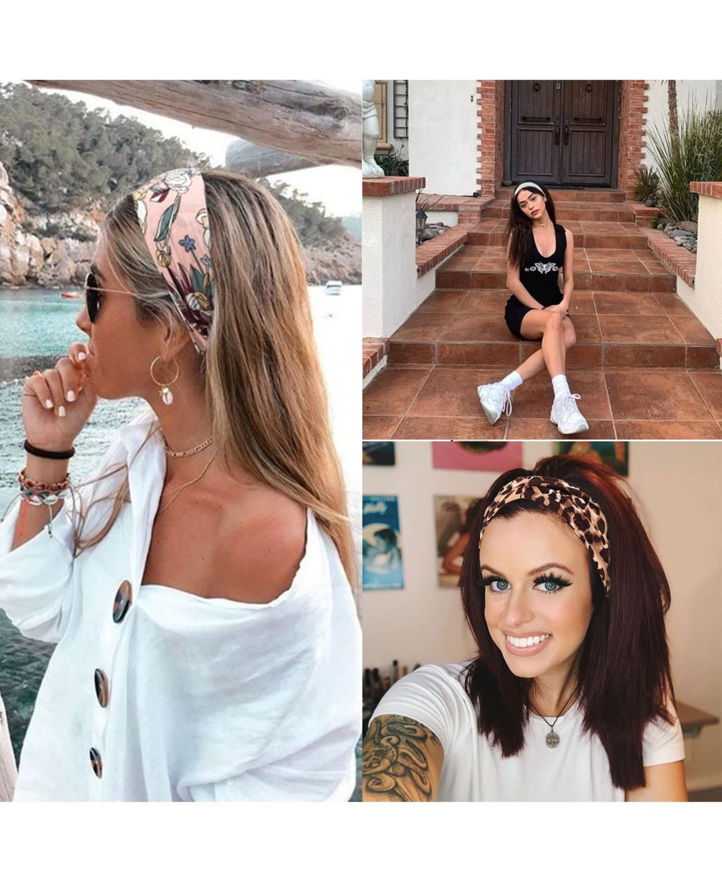 Женские аксессуары для волос peneyon Non-Slip Stretchy Yoga Headbands, 16-Pack, цвет: 16 Pack Retro B — фото 2