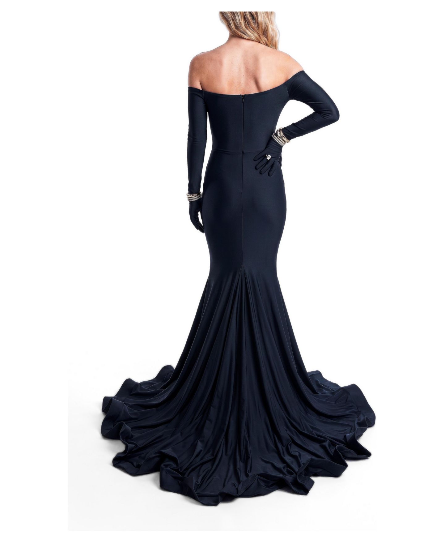 Женское платье Jessica Angel Off-the-Shoulder Long-Sleeve Mermaid Evening Gown, цвет: Чёрный — фото 2