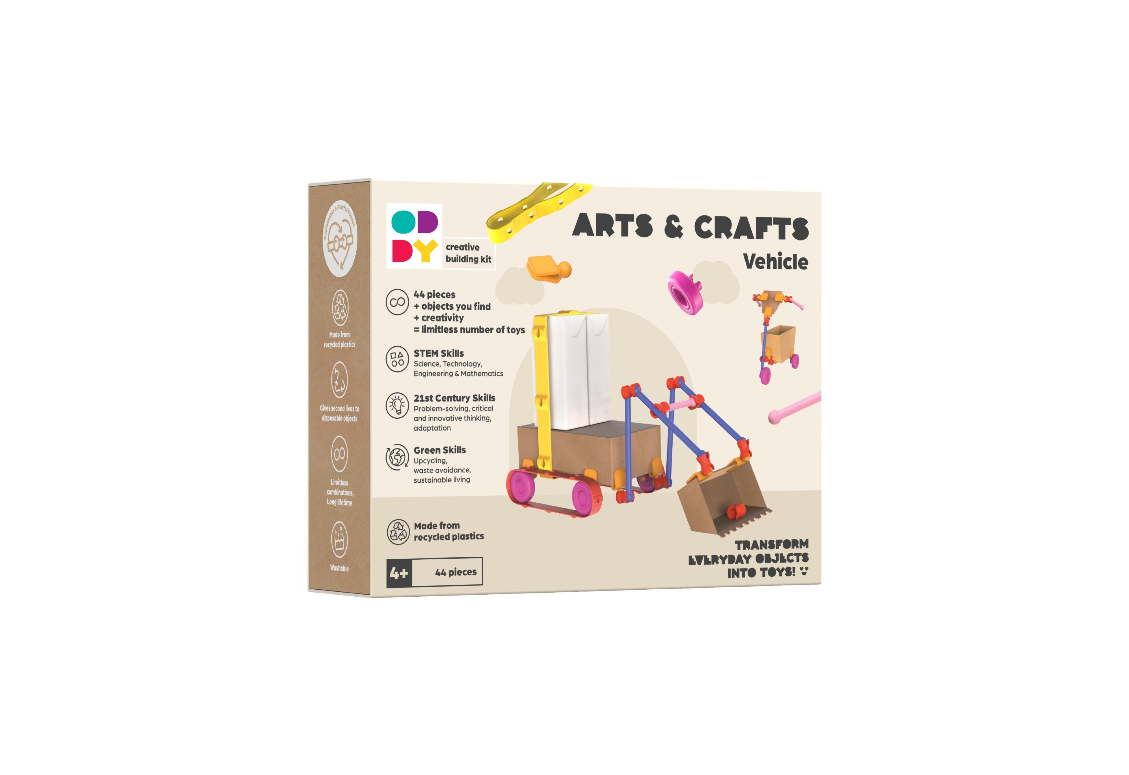 Oddy Arts and Crafts Vehicle Building Kit, 44-Piece Building Set, Ages 4+