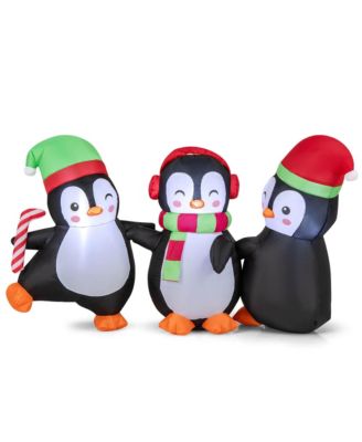 Christmas Inflatable Penguins Family Pre-Lit Festive Inflatable with LED Lights