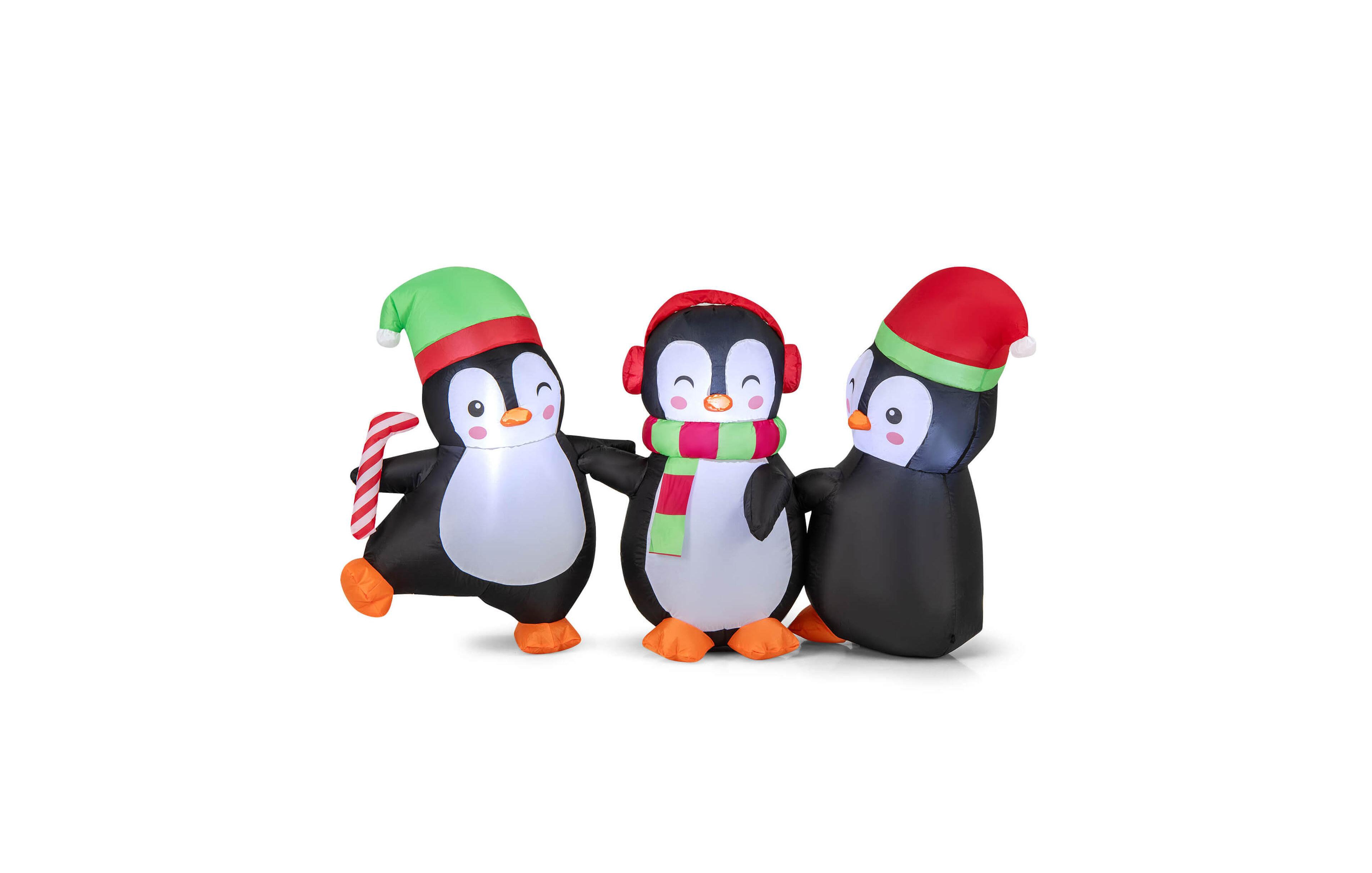 Costway Christmas Inflatable Penguins Family Pre-Lit Festive Inflatable with Led Lights
