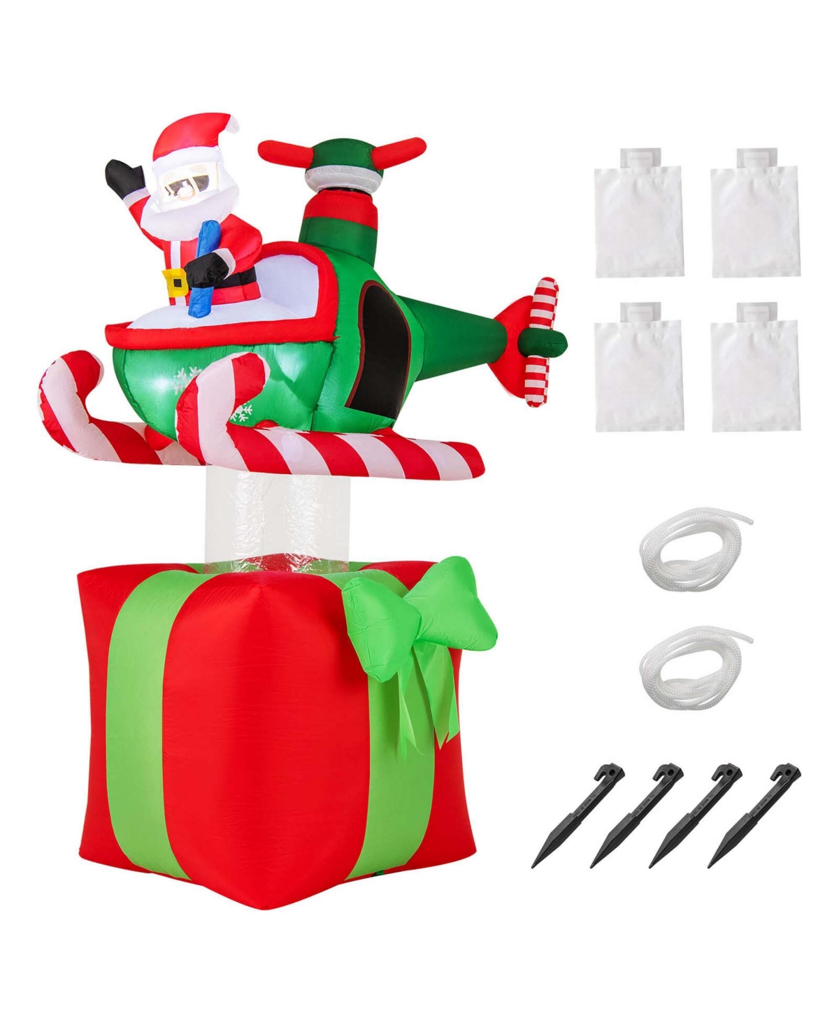 Costway 6 Ft Christmas Inflatables Santa Claus with Helicopter on Gift Box