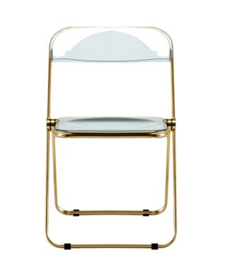 Lawrence Modern Acrylic Folding Chair, Transparent Acrylic Seat and Back, Metal Frame, No Assembly