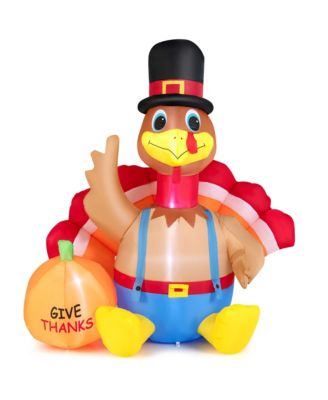 6 FT Thanksgiving Inflatable Turkey with Pumpkin Fall Harvest Decor W/Lights