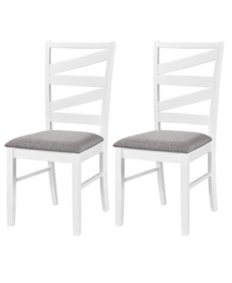 Set of 2 Farmhouse Dining Chairs with Tall Backrests and Linen Seats