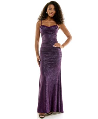 Juniors' Sweetheart Neck Ruched Gown