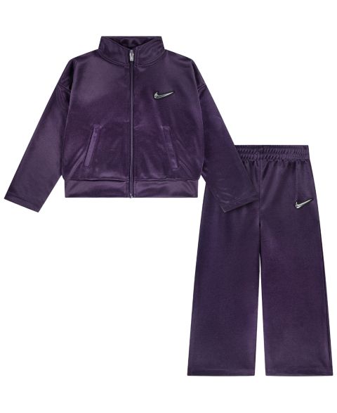 Nike Toddler Girls' 2T-5T Mock-Neck Full-Zip Long-Sleeve Jacket and Pants, 2-Piece Set, цвет: Фиолетовый