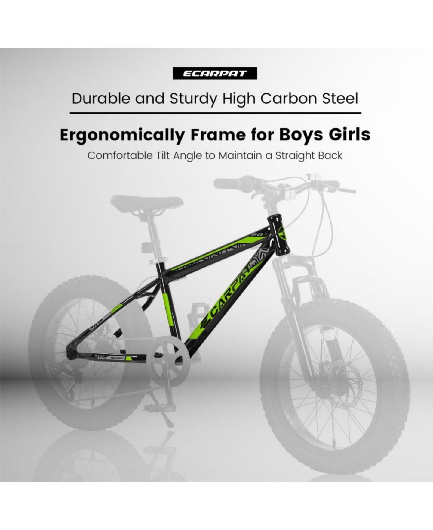 Детская игрушка ECHTPeak 20 Inch Mountain Bike High Carbon Steel with Disc Brakes and Front Suspension, Ages 8-10 Years, цвет: Зелёный — фото 7