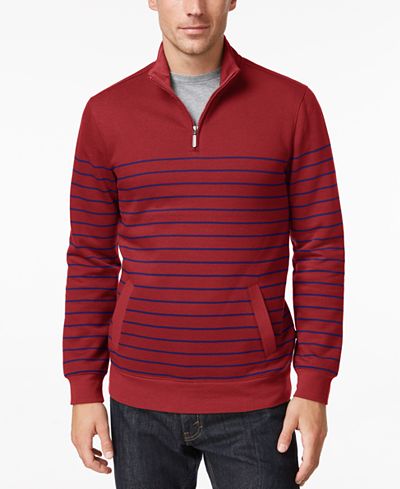 Club Room Men's Striped Quarter Zip Fleece, Only At Macy's