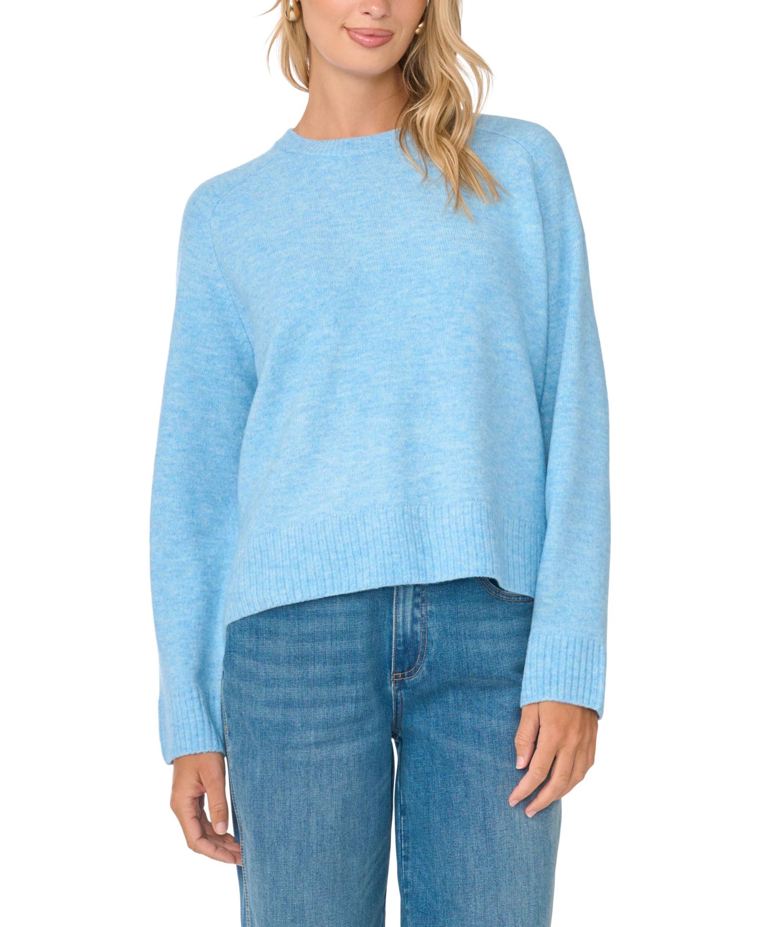 Women's Saddle Shoulder Crewneck Loose Long-Sleeve Sweater