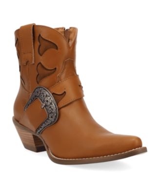 Women's Saddle Up Leather Western Buckle-Strap Bootie