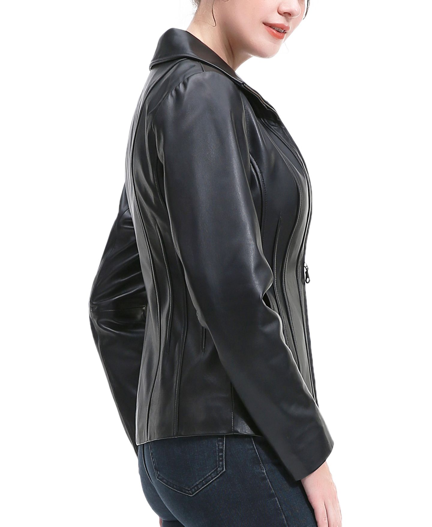 Женская куртка BGSD Ruby Moto Leather Scuba, цвет: Чёрный — фото 3