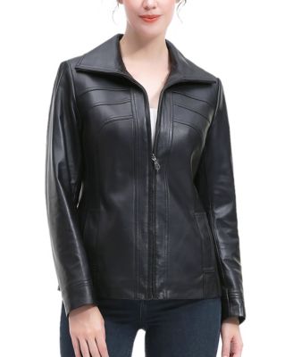 Women's Sara Stitched Yoke Leather Scuba Jacket