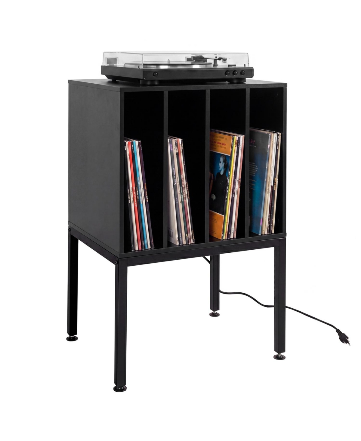 Mecale Turntable Record Player Stand with Power Outlets