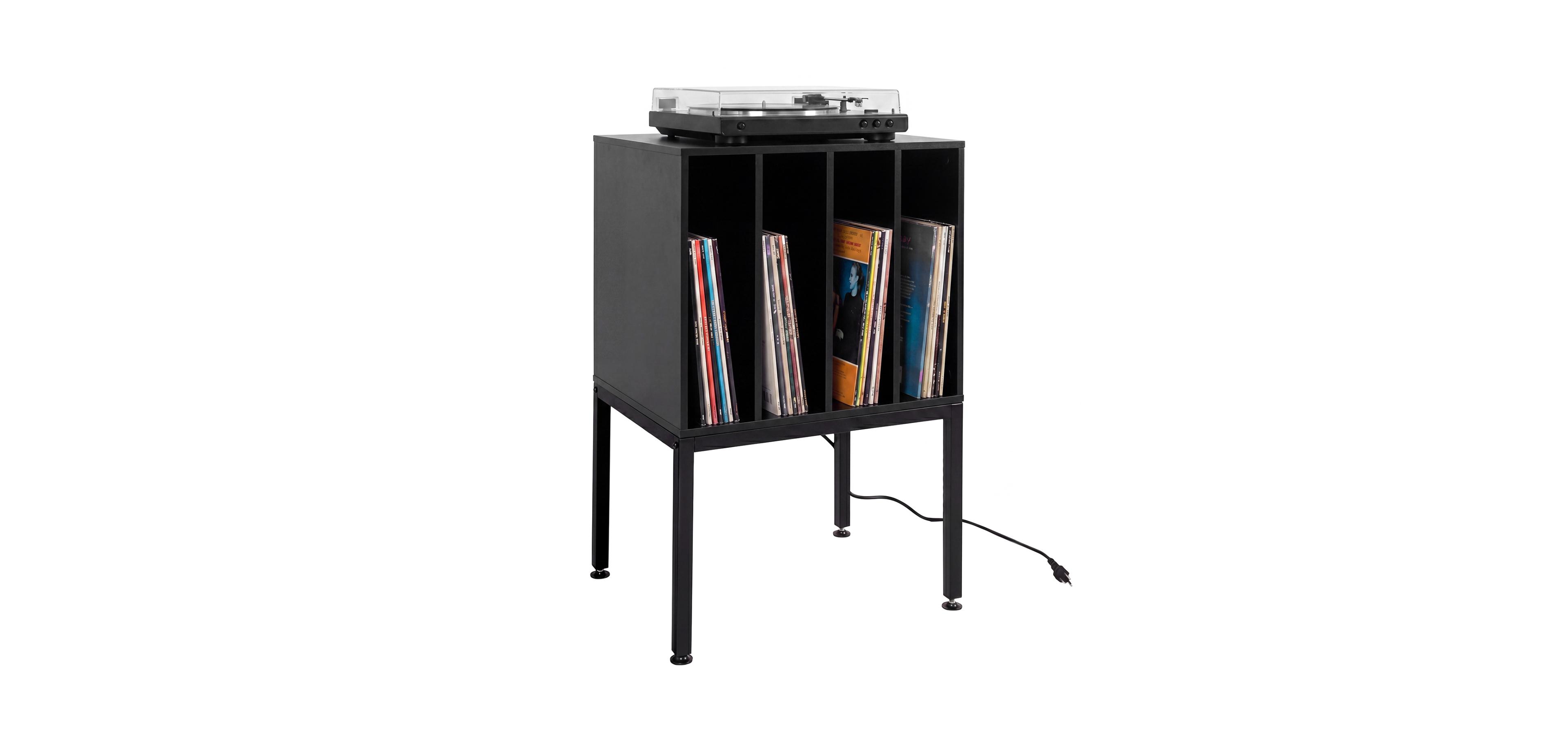Mecale Turntable Record Player Stand with Power Outlets