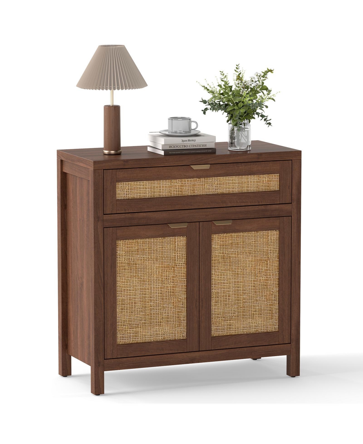 Mecale Sideboard Storage Cabinet with Rattan Doors and Drawer