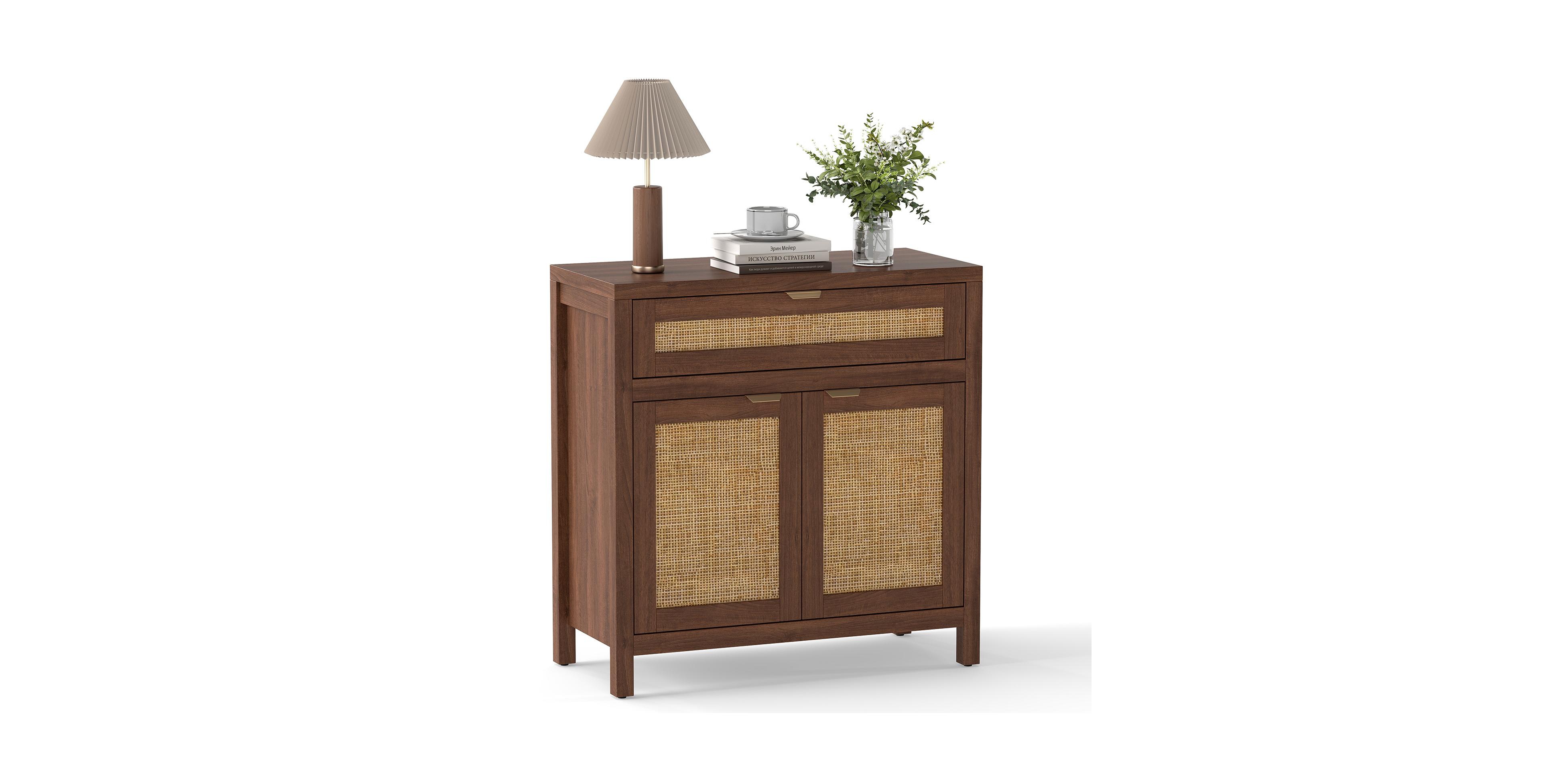 Mecale Sideboard Storage Cabinet with Rattan Doors and Drawer