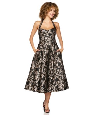 Juniors' Halter Corset-Bodice Midi Dress