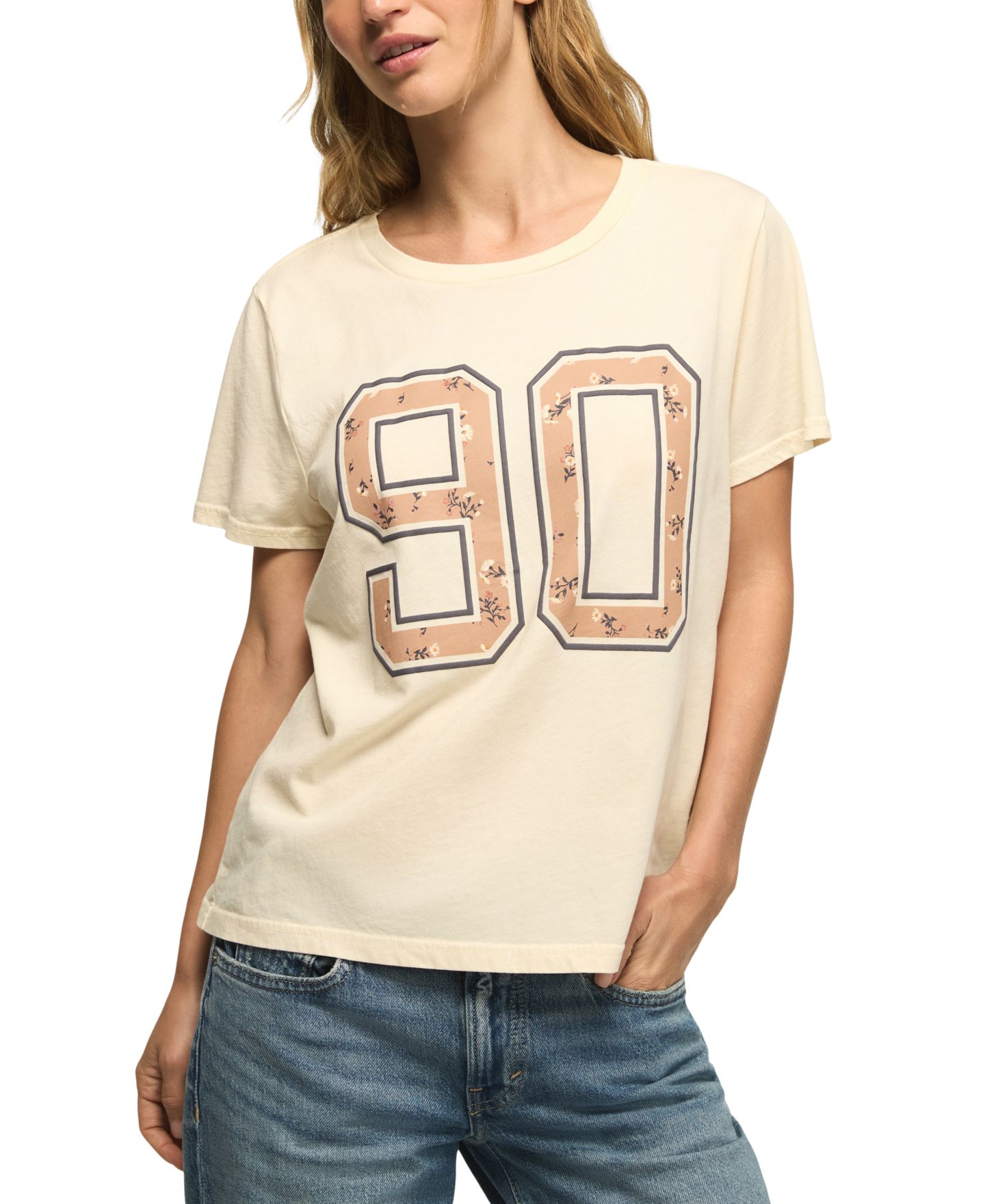 Женская футболка Lucky Brand 90 Classic Crewneck Graphic Crewneck, цвет: Серый — фото 1