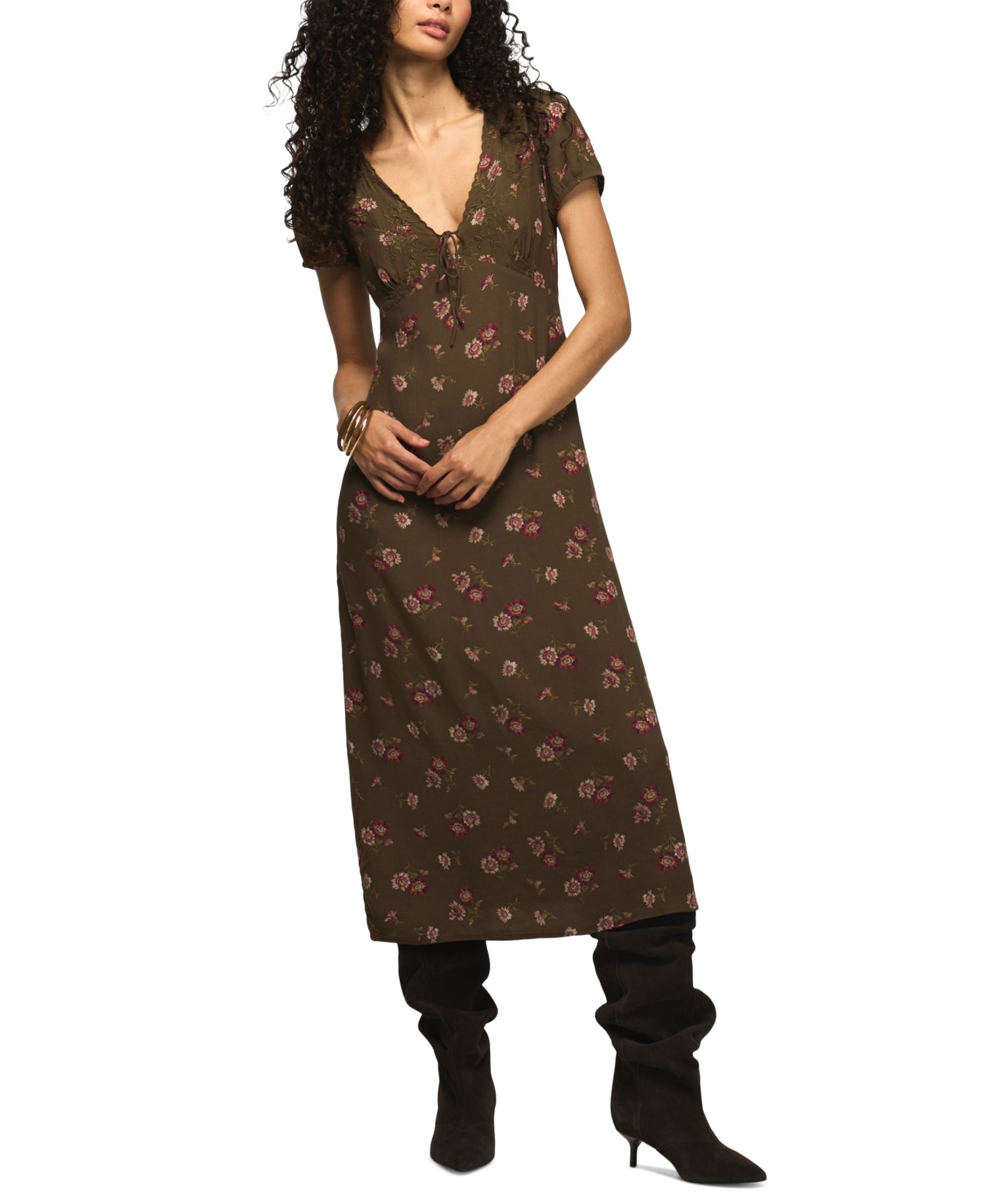 Women's Simone Embroidered Floral A-Line Midi Dress