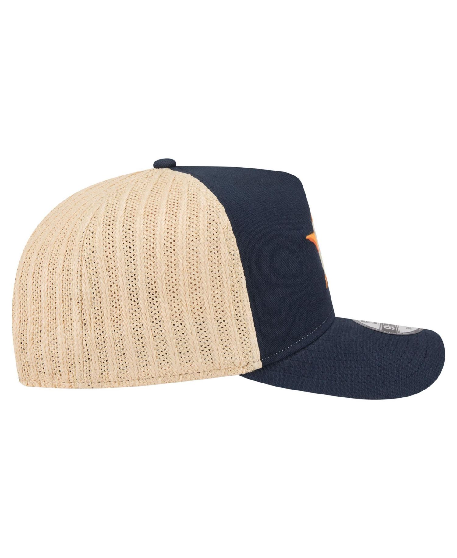Men's Navy/Natural Houston Astros Grained 9FIFTY A-Frame Trucker Adjustable Hat