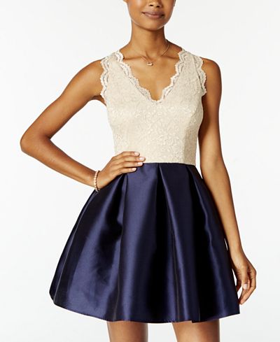 Teeze Me Juniors' Lace Fit & Flare Dress