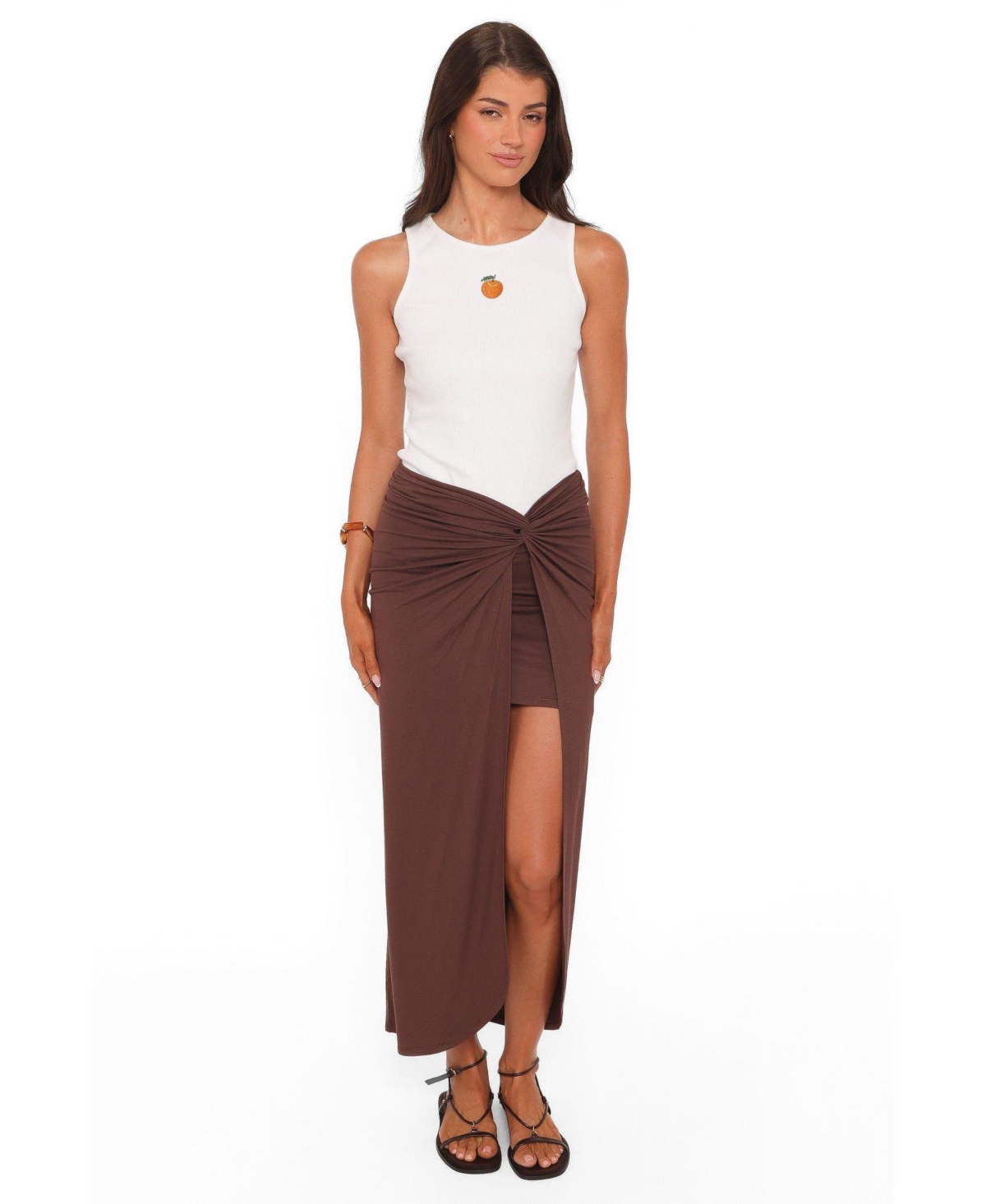 Petal and Pup Women's Cassandra High-Waisted Asymmetrical Front-Twist Sarong Skirt