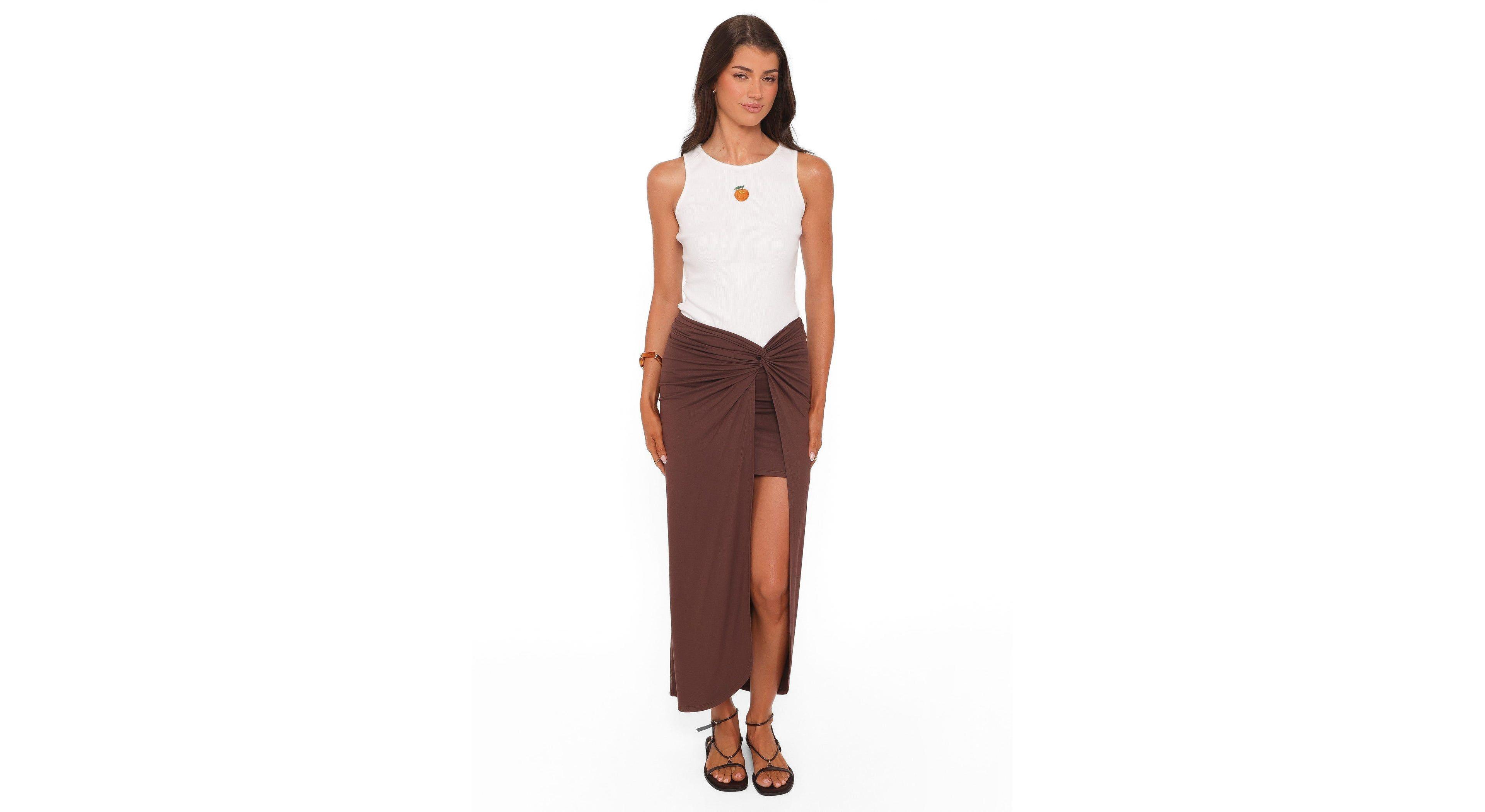 Petal and Pup Women's Cassandra High-Waisted Asymmetrical Front-Twist Sarong Skirt